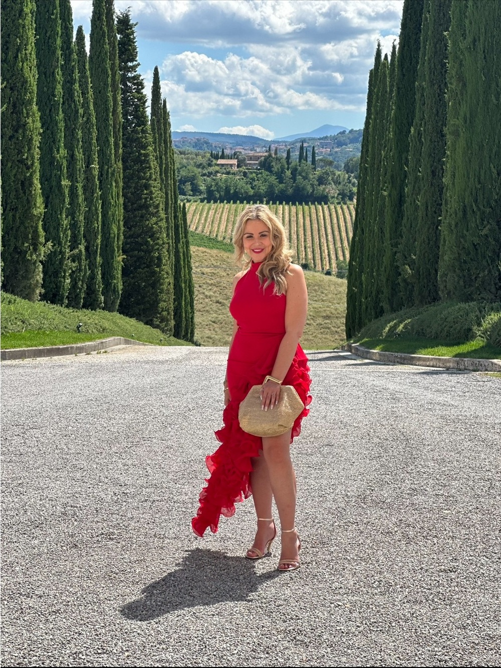 Asymmetric Red Ruffle High-Low Dress - Picture 3 of 3